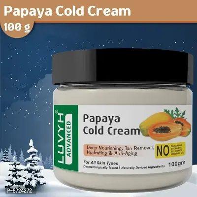 Luvyh Papaya Hydrating Cold Cream  Winter Creme for Women and Men (100g) for Skin Brightening, Moisturizing, Light Weight Formula, Helps Reduce Dark Circles, Visibly Clears Skin Deep Moisturization F-thumb0
