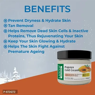 Luvyh Papaya Hydrating Cold Cream  Winter Creme for Women and Men (100g) for Skin Brightening, Moisturizing, Light Weight Formula, Helps Reduce Dark Circles, Visibly Clears Skin Deep Moisturization F-thumb3
