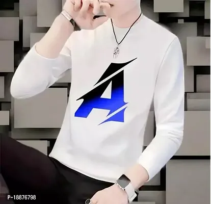 Full Sleeve BlackBlue Alphabet Round neck Casual type men tshirt