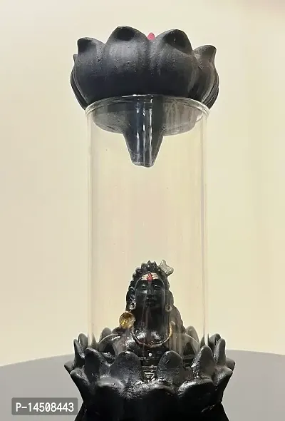 Ceramic  Resin Adiyogi Incense Backflow Smoke Fountain With 10 Incense Cones Decorative Showpiece - 22 cm-thumb0