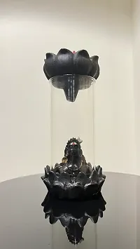 Ceramic  Resin Adiyogi Incense Backflow Smoke Fountain With 10 Incense Cones Decorative Showpiece - 22 cm-thumb2