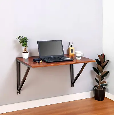 Wall Mounted Folding Table for Home Office, Laundry Room, Wall Mounted Fold Down Desk for Small Saving Spaces, Kids Floating Desk for Dining, Room, Study Table (16X24 Inch Brown)