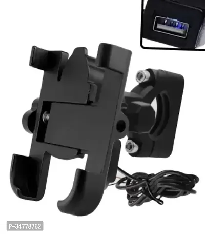 TECHGEAR Metal CNC Bike Mount Holder with USB Charger 2 A Bike Mobile Charger-thumb0