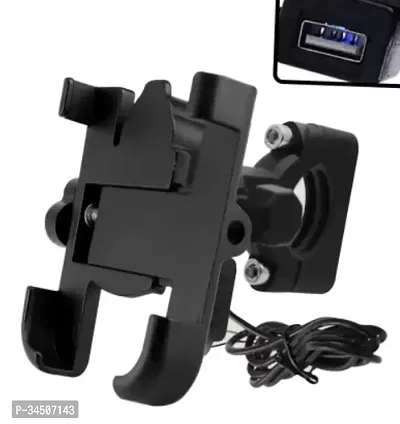 Classic Plastic Grip Metal Cnc Bike Mount Holder With Usb Charger 2A-thumb0