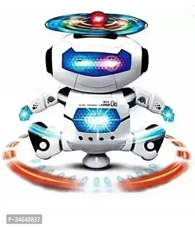 Musical Singing Dancing Naughty Robot with 360 degree rotation for kids  Blue White-thumb0