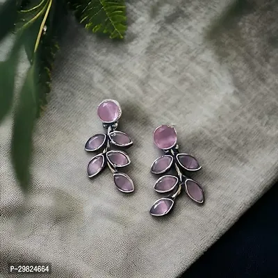 Feather Weight Leaf Design Stud Earring Classic And Monalisa Stone Earring