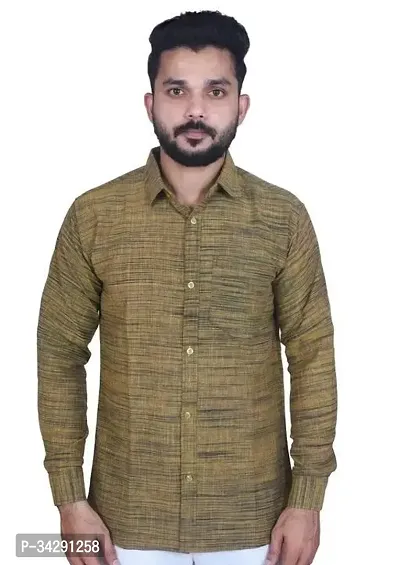 Stylish Khadi Cotton Long Sleeves Regular Fit Shirt For Men-thumb0