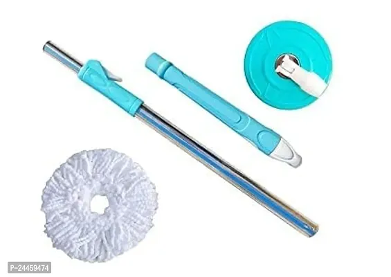 Mop Cleaning Supplies| Floor Mop Handle Stick with Microfiber Head Refill Stainless Steel| Floor Cleaner Mop| Mop Stick as House Cleaning Products-thumb0