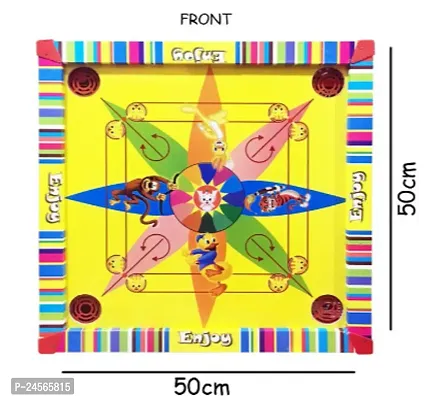 Masalmeh 2 in 1 Wooden Carom Board with Back Side Ludo Snake and Ladder Car Race and Treasure Games Too (Coins and Striker Included) Size: 50cm X 50cm_Print May Vary (Carrom Medium)17 inches-thumb0