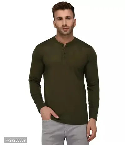 Reliable Green Cotton Solid Round Neck Tees For Men-thumb0