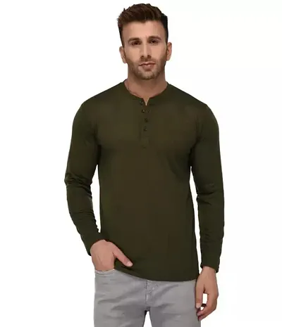 JANGOBOY Men's Stylish Full Sleeves Henley T-Shirt
