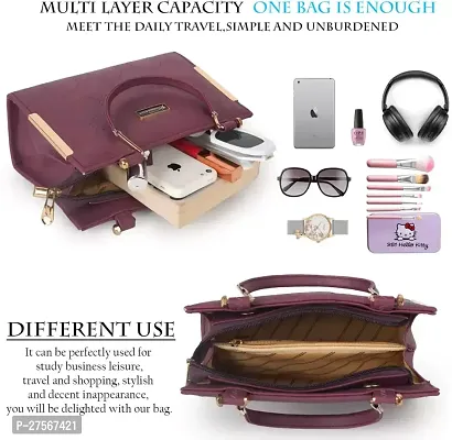Latest Trendy Branded Purple Handbag Synthetic Leather Women's Satchel Bag | Ladies Purse Handbag | Women bags-thumb5