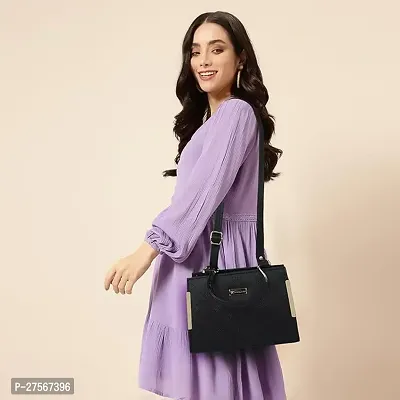 Latest Trendy Branded Black Handbag Synthetic Leather Women's Satchel Bag | Ladies Purse Handbag | Women bags-thumb2
