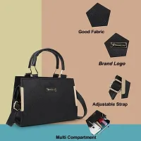 Latest Trendy Branded Black Handbag Synthetic Leather Women's Satchel Bag | Ladies Purse Handbag | Women bags-thumb2