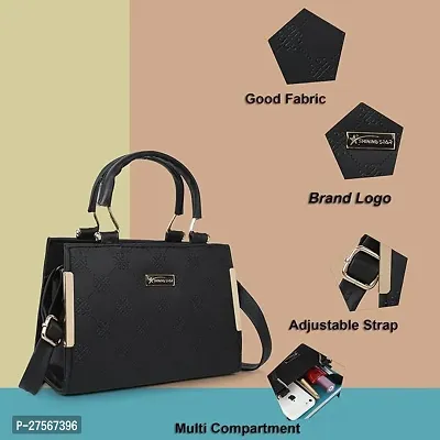 Latest Trendy Branded Black Handbag Synthetic Leather Women's Satchel Bag | Ladies Purse Handbag | Women bags-thumb3