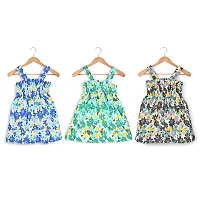 Printed Floral Design Sleeveless Baby Frocks Multicolour,Newborn Baby Frocks, Frocks Combo, Newborn Baby Dresses PACK OF 4PCS-thumb2