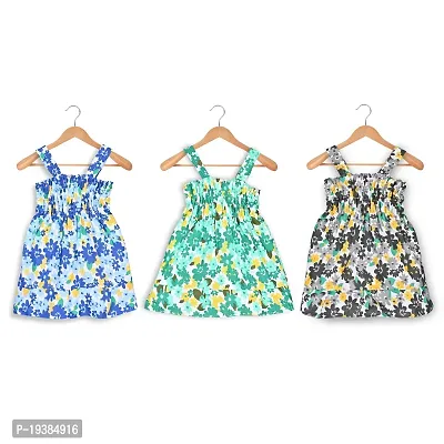 Printed Floral Design Sleeveless Baby Frocks Multicolour,Newborn Baby Frocks, Frocks Combo, Newborn Baby Dresses PACK OF 4PCS-thumb3