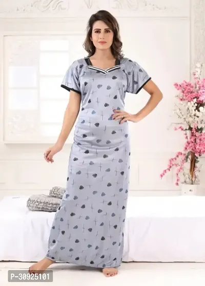 Stylish Grey Cotton Blend Nighty For Women