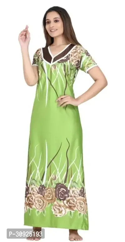 Stylish Green Cotton Blend Nighty For Women