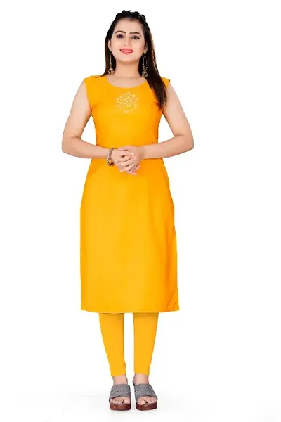 Stylish Yellow Crepe Kurta For Women