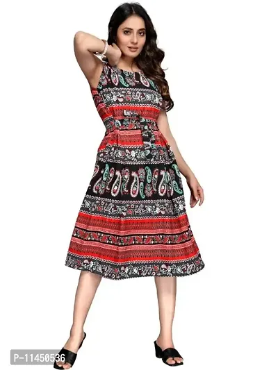 Latest Design Digital Printed Micro Western Frok - Red-thumb3