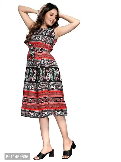 Latest Design Digital Printed Micro Western Frok - Red-thumb4