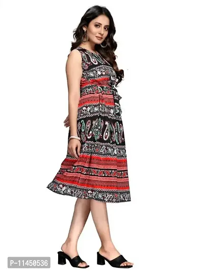 Latest Design Digital Printed Micro Western Frok - Red-thumb5