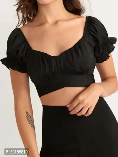 Classic Polyester Solid Crop Top for Women