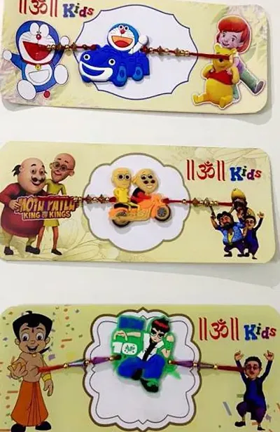 Pack Of 1 & 3 Trendy Cartoon Rakhi For Kids