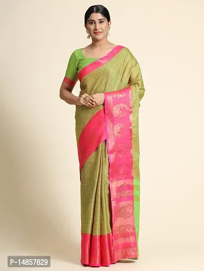 NYUTIKA Woven Bollywood Tissue Saree (Green)-thumb0