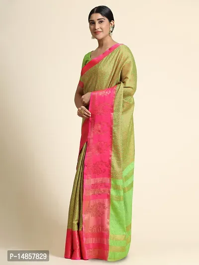 NYUTIKA Woven Bollywood Tissue Saree (Green)-thumb2