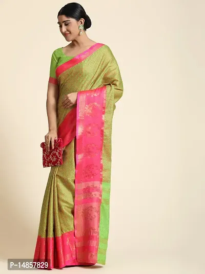 NYUTIKA Woven Bollywood Tissue Saree (Green)-thumb3