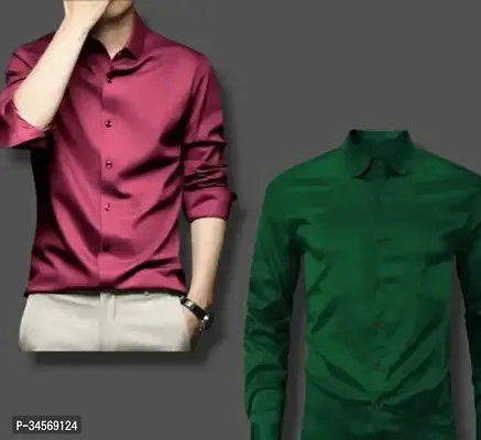 Reliable Multicoloured Cotton Blend Solid Casual Shirts Combo Of 2-thumb0