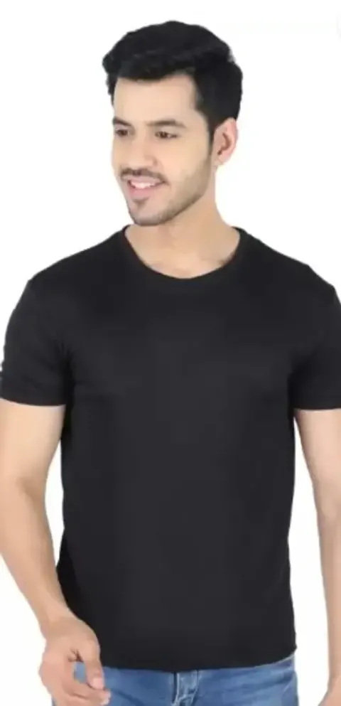 Men Solid Round Neck Half Sleeve T Shirt