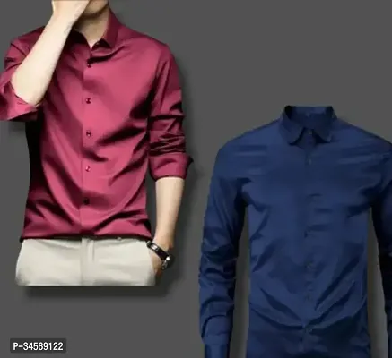 Reliable Multicoloured Cotton Blend Solid Casual Shirts Combo Of 2