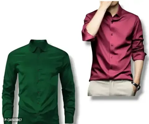 Reliable Multicoloured Cotton Blend Solid Casual Shirts Combo Of 2-thumb0