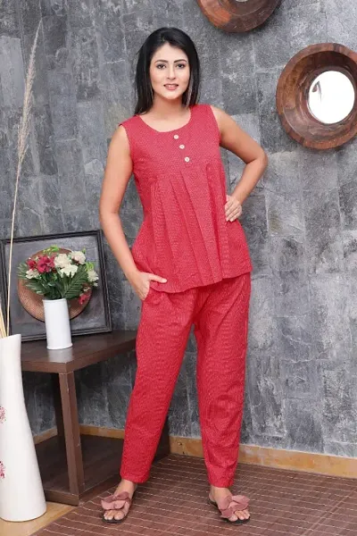 Fancy Sleeveless Night Suit Set