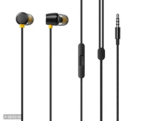 Stylish Black In-ear Wired - 3.5 MM Single Pin Headphones With Microphone-thumb0