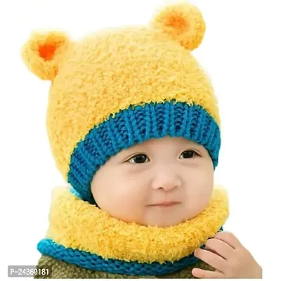 Baby Boys  Baby Girls 2pcs/Set Kids Winter Hat Cute Baby Wool Knitted Hat and Button Scarf Cap Set (12 to 18 Month)-thumb0