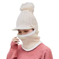 Valdezreg; Winter Beanie Monkey Cap Hood for Women Stretchable Skull Soft Combined Scarf With Drawstring Multi Use Woolen Balaclava Neck Warmer-thumb3