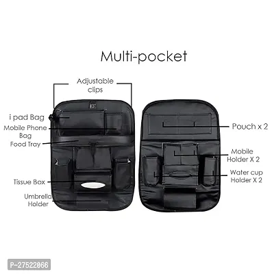 Nimeka Faux Leather Car Back Seat Organiser with Folding Dining Table Tray, Ipad Holder, Mobile Holder, Multi Pocket Storage-thumb5