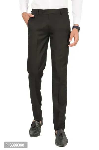 Classic Cotton Blend Solid Formal Trousers for Men-thumb0