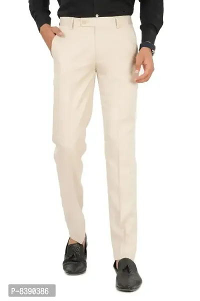 Classic Cotton Blend Solid Formal Trousers for Men