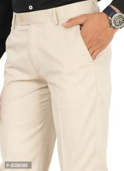 Classic Cotton Blend Solid Formal Trousers for Men-thumb3