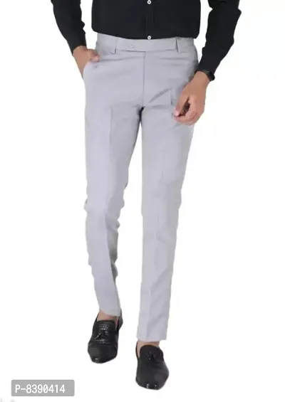 Classic Cotton Blend Solid Formal Trousers for Men