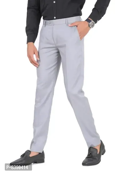 Classic Cotton Blend Solid Formal Trousers for Men-thumb3