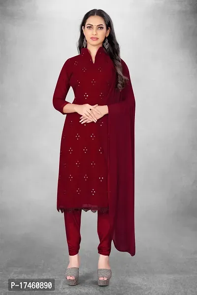 Georgette Embroidery Unstich dress material-thumb5