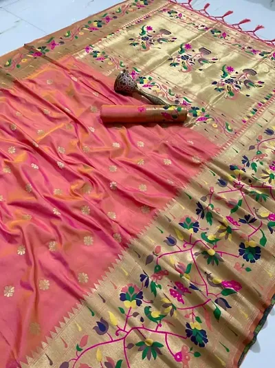 Self Pattern Silk Blend Sarees With Blouse Piece