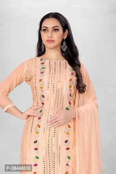 Leeli Peeri Chanderi Cotton Embroidery Unstich dress material-thumb5