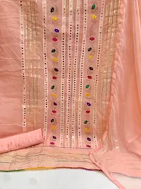 Leeli Peeri Chanderi Cotton Embroidery Unstich dress material-thumb1